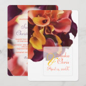 ピックスデザインのピンク、黄色、紫、錆びたオレンジ色のカラー 招待状 (正面/裏面)