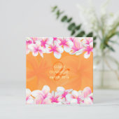 ピックスデザインのホットピンクプルメリア / DIY 背景色 招待状 (スタンド正面)