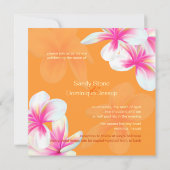 ピックスデザインのホットピンクプルメリア / DIY 背景色 招待状 (裏面)