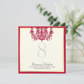 ピックスデザインの赤いシャンデリア/テーブルナンバー 招待状 (スタンド正面)