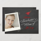 ピックスデザインの黒板卒業式 招待状 (正面/裏面)