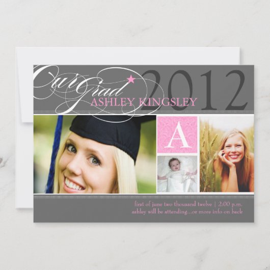 ピックスデザインズのオリジナルカラー、２０１Ｘ年卒業生発表 招待状 (正面)