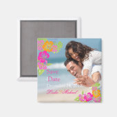 ピックスデザインズのハイビスカスのレイ、Save the Date マグネット (正面/裏面)