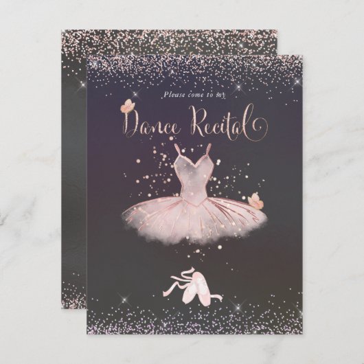 ピックスデザインズのフラッシュチュチュとバタフライのダンス発表会 招待状 (正面/裏面)