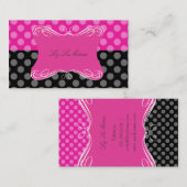ピックスデザインズのホットピンク水玉模様 名刺 (正面/裏面)