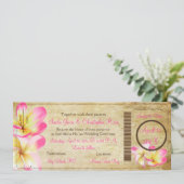 ピックスデザインズのボーディングパス ピンクのプルメリア 招待状 (スタンド正面)