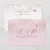 ピックスデザインズの招待状 きらきら/フェイク ローズゴールド/ローズクォーツ 出欠カード (正面/裏面)