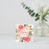 ピックスデザインズの水彩チーク ピオニー ゴールドダスト スクエア名刺 (スタンド正面)