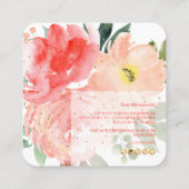 ピックスデザインズの水彩チーク ピオニー ゴールドダスト スクエア名刺 (裏面)