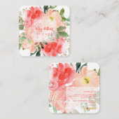 ピックスデザインズの水彩チーク ピオニー ゴールドダスト スクエア名刺 (正面/裏面)