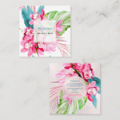 ピックスデザインズの水彩ピンク コナ シンビジウム スクエア名刺 (正面/裏面)