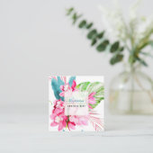 ピックスデザインズの水彩ピンク コナ シンビジウム スクエア名刺 (スタンド正面)