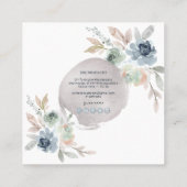 ピックスデザインズの水彩冬のバラ、ダスティーブルー スクエア名刺 (裏面)