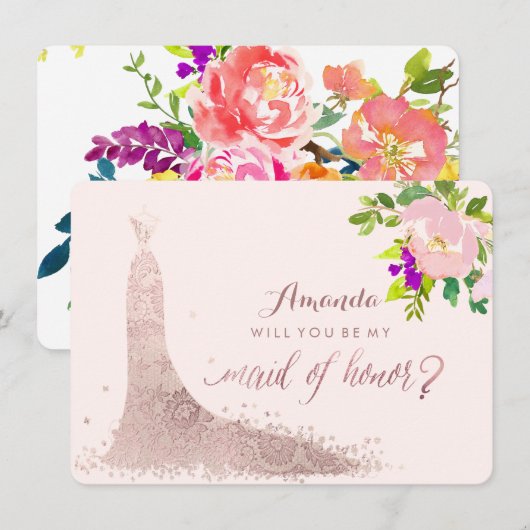 ピックスデザインズの花嫁/フラワール/水彩/春 招待状 (正面/裏面)