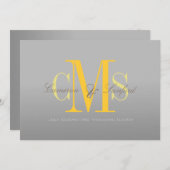 ピックスデザインズコンテンポラリー + 上品/グレー + イエロー 招待状 (正面/裏面)