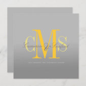 ピックスデザインズコンテンポラリー + 上品/グレー + イエロー 招待状 (正面/裏面)