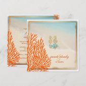 ピックスデザインズビーチ+タツノオトシゴ+サンゴ礁 招待状 (正面/裏面)