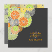 ピックスデザインズ菊（きく）、柑橘色 招待状 (正面/裏面)