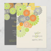 ピックスデザインズ菊（きく）、柑橘色 招待状 (正面/裏面)