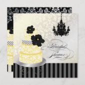 ピックスデザインズ イエロー+ホワイト ウェディングケーキ ブライダルシャワー 招待状 (正面/裏面)