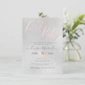 ピックスデザインズ イリデセント ブラッシュ ピンク 2019 卒業パーティー 招待状 (スタンド正面)