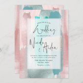 ピックスデザインズ ウォーターカラーアクア, ローズゴールドチーク 招待状 (正面/裏面)