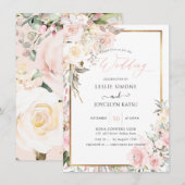 ピックスデザインズ ウォーターカラー ブラッシュ ローズ ウェディング 招待状 (正面/裏面)