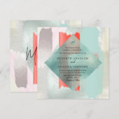 ピックスデザインズ ウォーターカラー リビングコーラル シーフォーム ミスト 招待状 (正面/裏面)