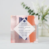 ピックスデザインズ カラー ブロック モダン アート ブラッシュ ネイビー 招待状 (スタンド正面)