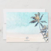 ピックスデザインズ サーフィンアップ、ヤシの木、ビーチ バー ミツヴァ 招待状 (裏面)