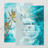 ピックスデザインズ サーフィン アップ ビーチ バー ミッツヴァ 招待状 (正面/裏面)