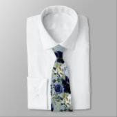 ピックスデザインズ ダスティーブルー ネイビーブルー 水彩花 ネクタイ (タイ)