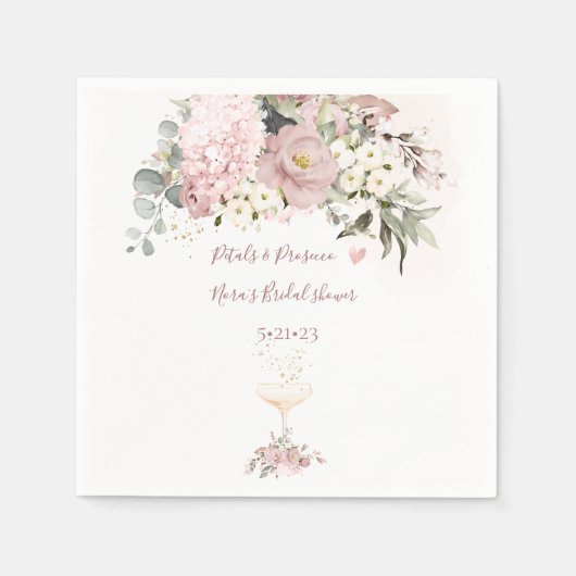 ピックスデザインズ ダスティ ローズのチャンピエングラスのナプキン スタンダードカクテルナプキン (正面)