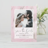 ピックスデザインズ デザート ストーン ブラッシュ ピンク シルバー 招待状 (スタンド正面)