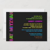 ピックスデザインズ ネオン ライト バット ミッツヴァー 招待状 (裏面)