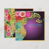 ピックスデザインズ　ハイビスカス＋　ニンストラ／イエロー＋アクア 招待状 (正面/裏面)