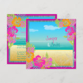ピックスデザインズ ハイビスカス/ビーチ・DIYカラー 招待状 (正面/裏面)