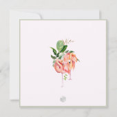 ピックスデザインズ ピンクのフラミンゴ 熱帯の葉 招待状 (裏面)