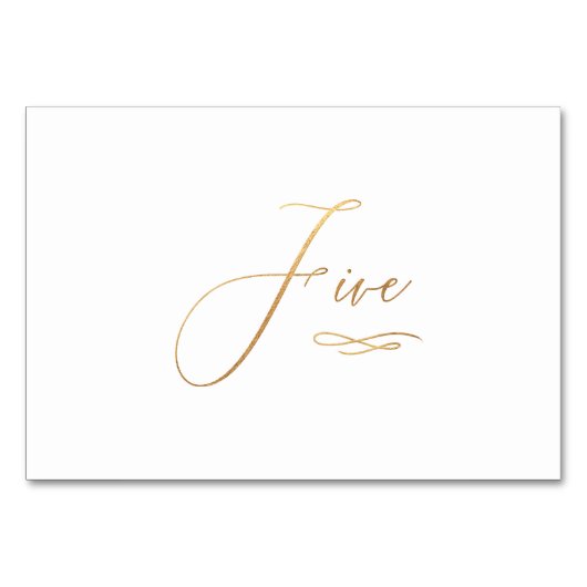 ピックスデザインズ フォーゴールド ロマンチック カリグラフィー ファイブ ５ テーブルナンバー (正面)