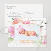 ピックスデザインズ ブラッシュ 水彩花の女の子の誕生 ポストカード (正面/裏面)