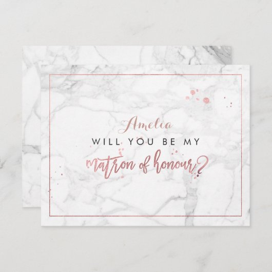 ピックスデザインズ マーブル/フェイク ローズゴールド ウィルユービー 招待状 (正面/裏面)