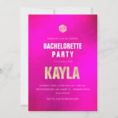 ピックスデザインズ ミニマリスト HOT フラッシー ピンク ガールズパーティー 招待状 (正面)