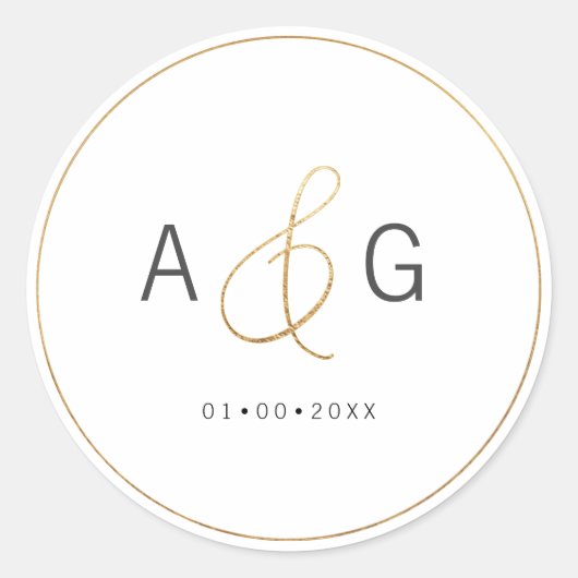 ピックスデザインズ ミニマル フェイクゴールド アンパサンド ラウンドシール (正面)