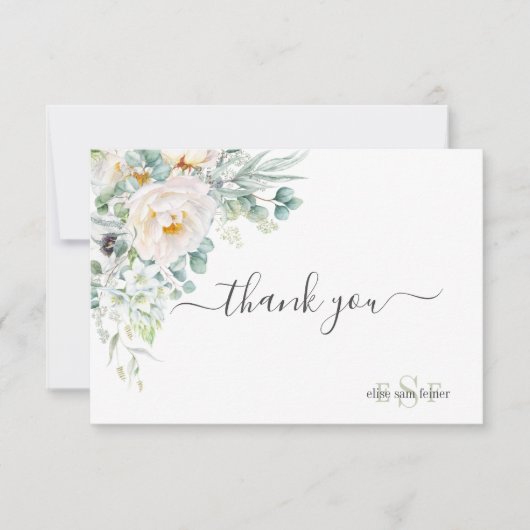 ピックスデザインズ モノグラム 水彩 ペオニー アネモネ サンキューカード (正面)