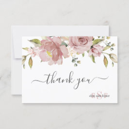 ピックスデザインズ モノグラム H2 ダスティ ローズ フラワーズ サンキューカード