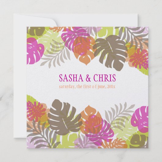 ピックスデザインズ モンステラ トロピカル フォリア / DIY カラー 招待状 (正面)