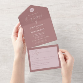 ピックスデザインズ ラグジュアリーカリグラフィー DIY カラー ダスティ ローズ オールインワン招待状