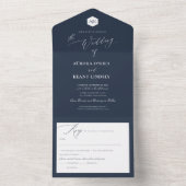 ピックスデザインズ ラグジュアリー カリグラフィー DIY カラー スレート ブルー オールインワン招待状 (内側)