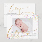 ピックスデザインズ ラブ 誕生発表/コンフェッティ 案内ポストカード (正面/裏面)