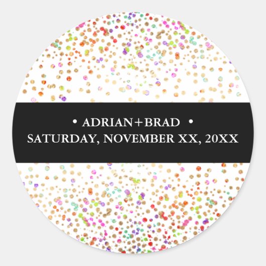 ピックスデザインズ レインボー コンフェッティ ラウンドシール (正面)
